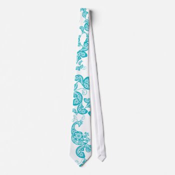 Turquoise Peacock Floral Paisley Elegant Stylish Tie by fatfatin_blue_knot at Zazzle