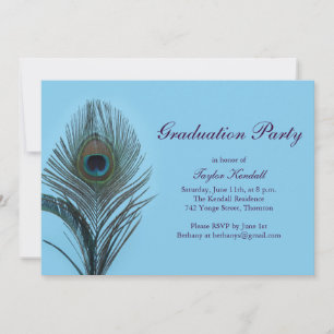 Turquoise Peacock Graduation Invitation