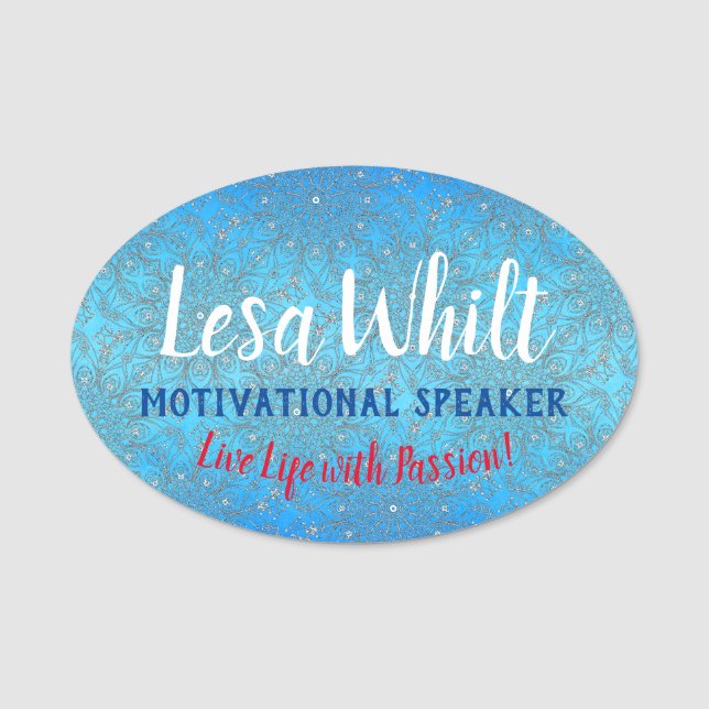 Turquoise Peacock Inspirations Name Tag (Front)