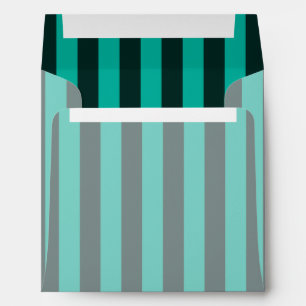 Turquoise Peacock Striped Custom Envelope