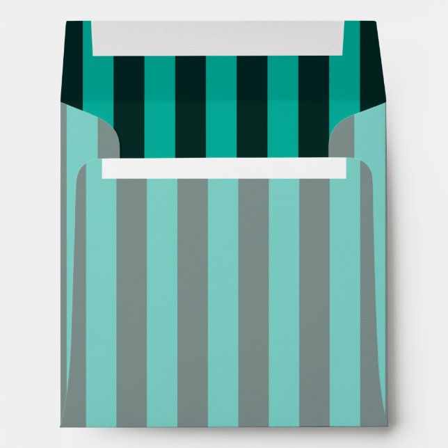 Turquoise Peacock Striped Custom Envelope (Back (Bottom))