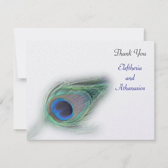 turquoise peacock Thank You Card (Front)