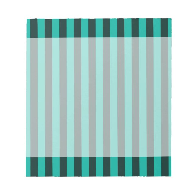 Turquoise Peacock Vertical Stripes Notepad (Front)