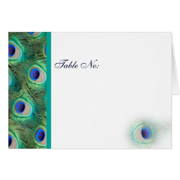turquoise peacock Wedding Place Cards
