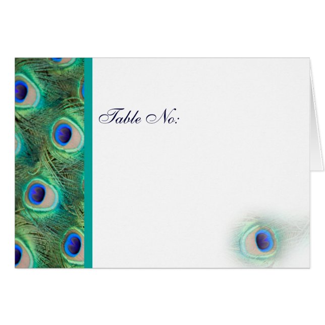 turquoise peacock Wedding Place Cards (Front Horizontal)