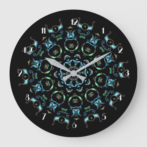 Turquoise Pearl Mandala Round Wall Clock