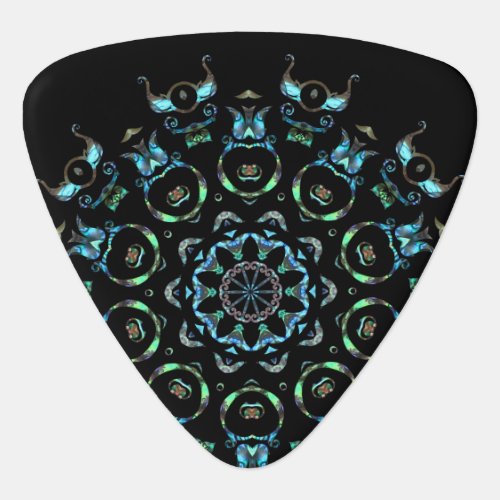 Turquoise Pearl Mandala Triangle Guitar Pick