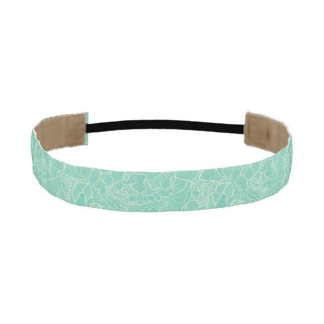 Turquoise Peony Pattern Athletic Headband (Front)