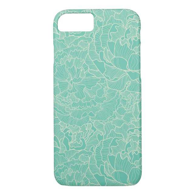 Turquoise Peony Pattern Case-Mate iPhone Case (Back)
