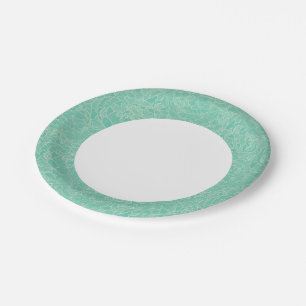 Turquoise Peony Pattern Paper Plates
