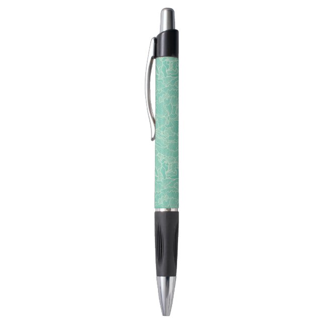 Turquoise Peony Pattern Pen (Top (Vertical))