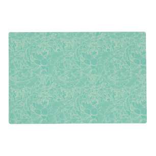 Turquoise Peony Pattern Placemat
