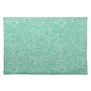Turquoise Peony Pattern Placemat