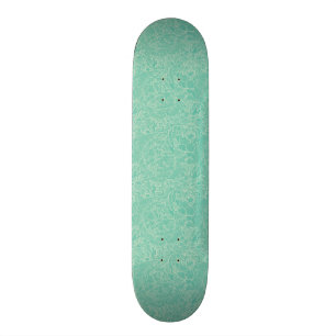 Turquoise Peony Pattern Skateboard