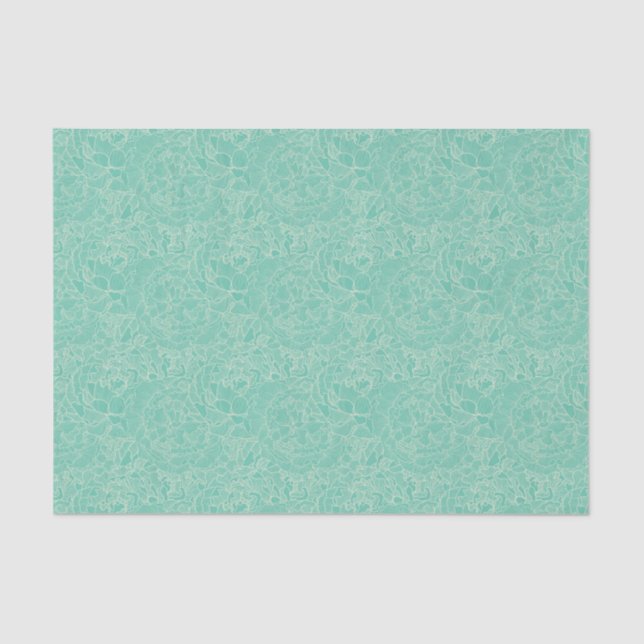 Turquoise Peony Pattern Tissue Paper (Front)