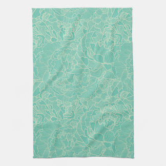 Turquoise Peony Pattern Towel