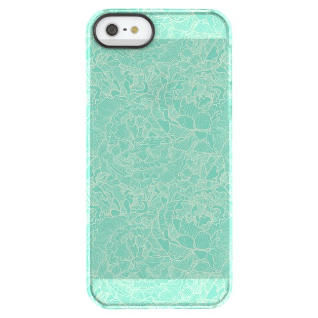 Turquoise Peony Pattern Uncommon iPhone Case (Back)