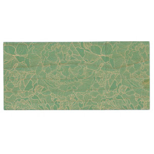 Turquoise Peony Pattern Wood Flash Drive