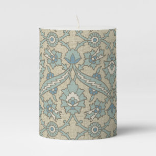 Turquoise Persian Floral Pillar Candle