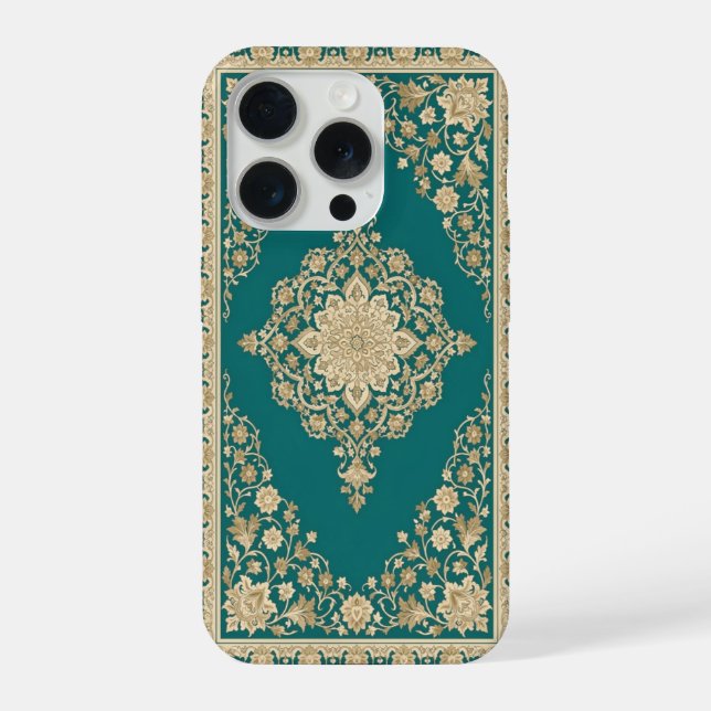 Turquoise Persian Rug Phone Case Ornate Frame  (Back)