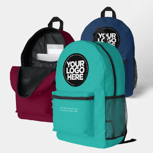 Turquoise   Personalized Corporate Logo and Text Printed Backpack