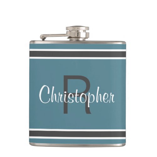 Turquoise Personalized Monogram Name Initial Drink Flask