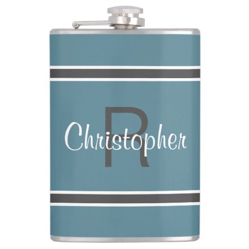 Turquoise Personalized Monogram Name Initial Drink Flask