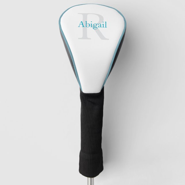 Turquoise Personalized Name Monogram Golf Head Cover (Front)