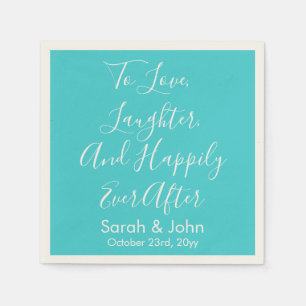 Turquoise Personalized Script Wedding Reception Napkins