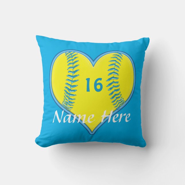 Turquoise Personalized Softball Pillows (Front)
