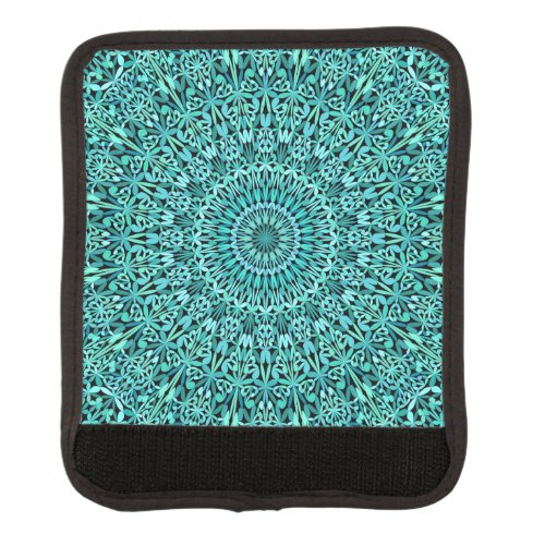 Turquoise Petal Kaleidoscope Mandala Luggage Handle Wrap