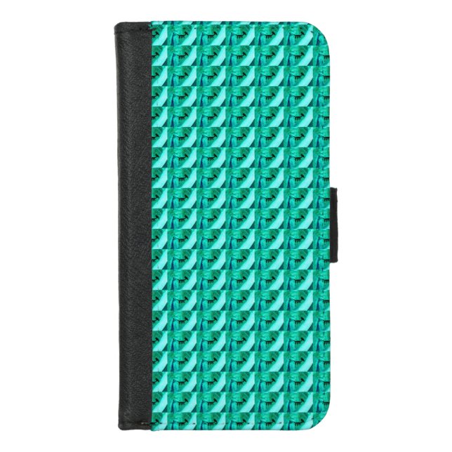 Turquoise petroglyph art image pattern iPhone wallet case (Front)