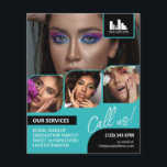 Turquoise Photo Collage Logo QR Makeup Promotional Flyer<br><div class="desc">Double sided flyer for a makeup artist, nail artist, hair stylist or similar profession where you need to showcase your work in a retro photo collage with turquoise borders and turquoise background. Personalize with your logo and on the back an additional photo and your QR code with your social media...</div>