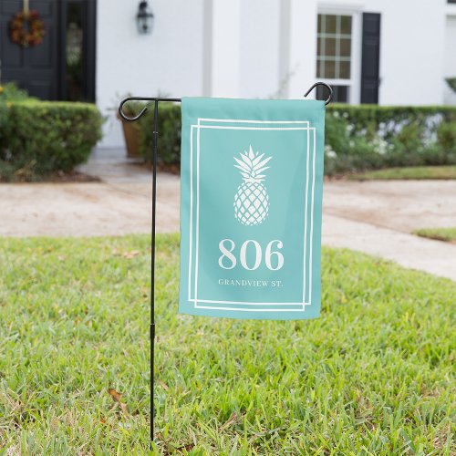 Turquoise  Pineapple House Number  Street Name Garden Flag