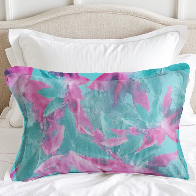 Turquoise Pink Abstract Hawaiian Flowers Pillow Case (Creator Uploaded)