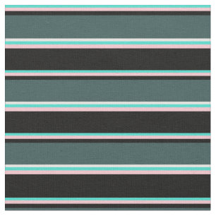 Turquoise, Pink, Black, Dark Slate Gray & White Fabric