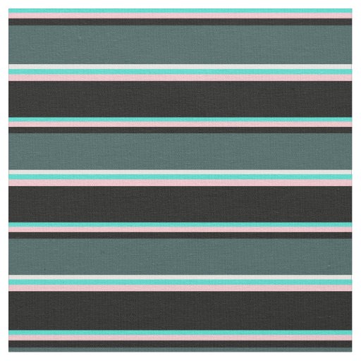 Turquoise, Pink, Black, Dark Slate Gray & White Fabric