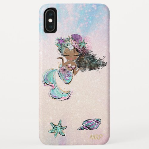  Turquoise Pink Gold Glitter Mermaid iPhone XS Max Case