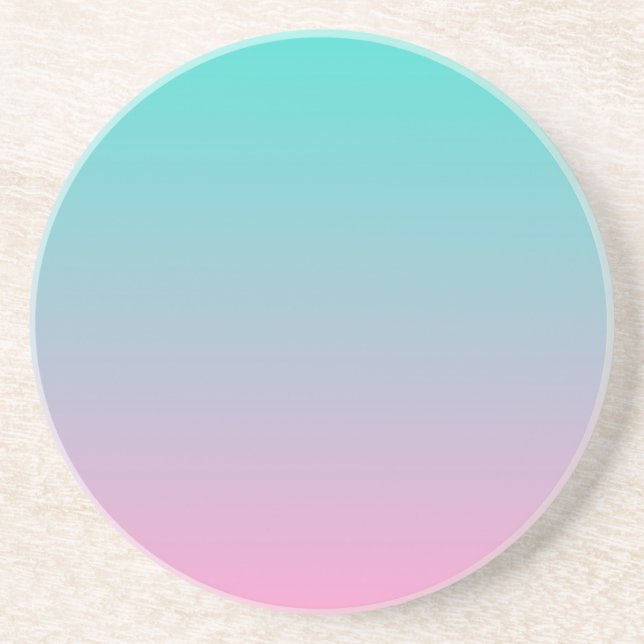 Turquoise Pink Ombre Drink Coaster (Front)