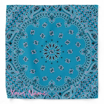 Turquoise Pink Paisley Hippie Bandana Scarf by PrintTiques at Zazzle