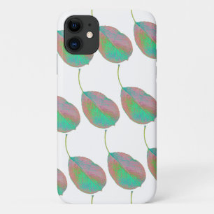 Turquoise Pink Pear Tree Leaf iPhone 11 Case