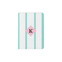 Turquoise Pink Stripes Monogram