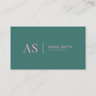 Turquoise Pink Stylish Monogram Modern Business Card