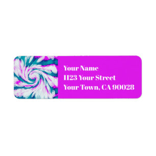 Turquoise Pink Tie Dye Swirl Label
