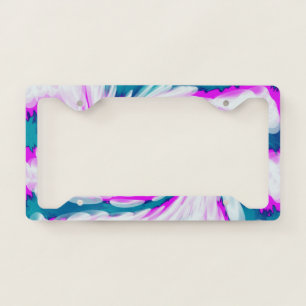 Turquoise Pink Tie Dye Swirl License Plate Frame