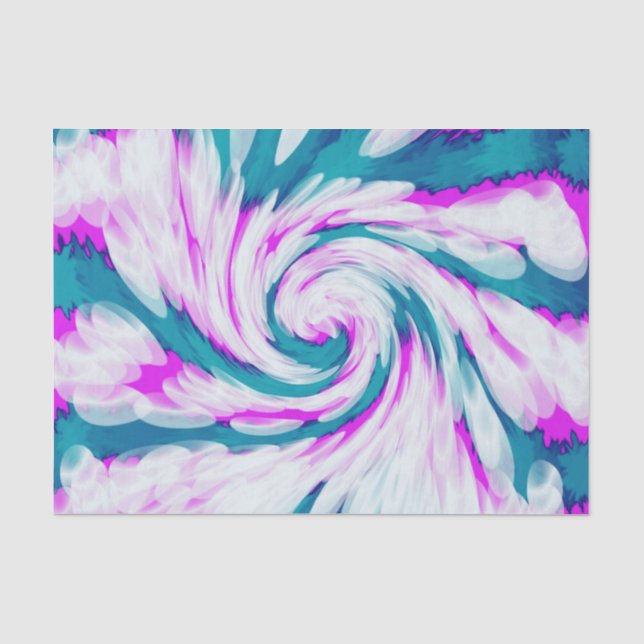 Turquoise Pink Tie Dye Swirl Tissue Paper (Front)