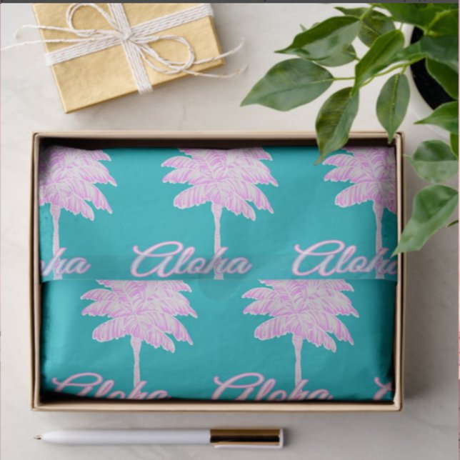 Turquoise Pink White Palm Aloha Tropical  Tissue Paper (Tissue paper for gifting or crafting!)