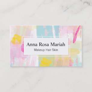 *~ Turquoise Pink Yellow Abstract Pastel Modern Business Card
