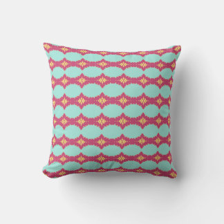 Turquoise Pink Yellow Geometric Striped Throw Pillow