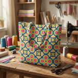 Turquoise Pink Yellow Moroccan Mosaic Geometric Fabric